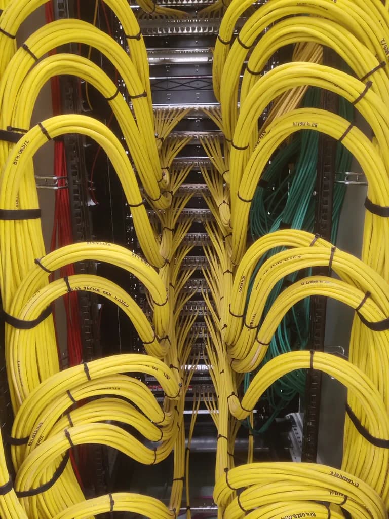 Yellow Network Cables Patchpanel rear